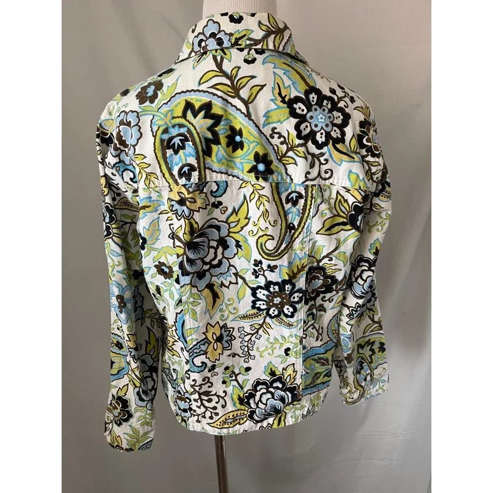 Coldwater Creek White Paisley Print Long Sleeve Jean Jacket - Picture 4 of 13
